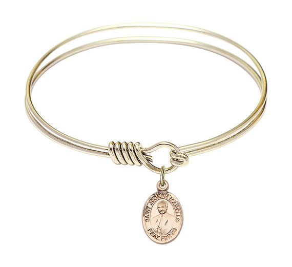 St Joseph Marello Round Eye Hook Bangle Bracelet - Gold-Filled Charm - 6.25 Inch 9430GF