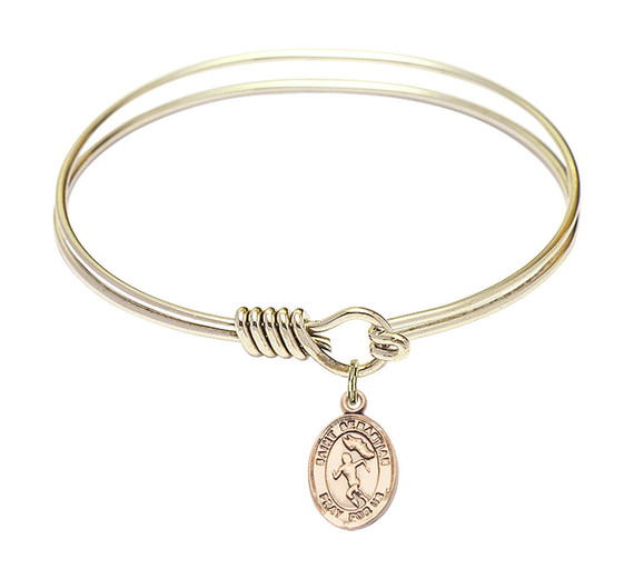 St Sebastian - Track And Field Round Eye Hook Bangle Bracelet - Gold-Filled Charm - 6.25 Inch 9610GF