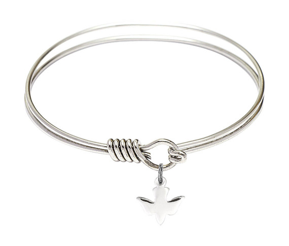 Holy Spirit Round Eye Hook Bangle Bracelet - Sterling Silver Charm - 6.25 Inch 0225SS