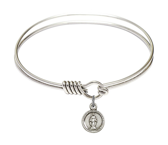 Miraculous Round Eye Hook Bangle Bracelet - Sterling Silver Charm - 6.25 Inch 2342SS