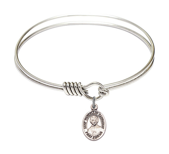St Marcellin Champagnat Round Eye Hook Bangle Bracelet - Sterling Silver Charm - 6.25 Inch 9131SS