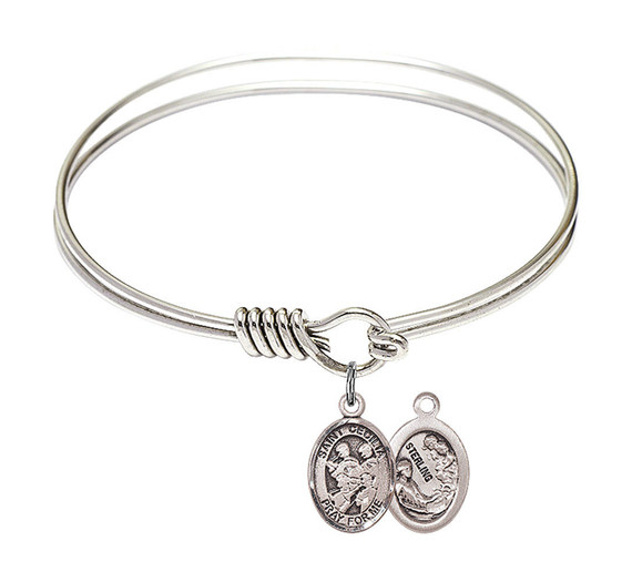 St Cecilia Marching Band Round Eye Hook Bangle Bracelet - Sterling Silver Charm - 6.25 Inch 9179SS