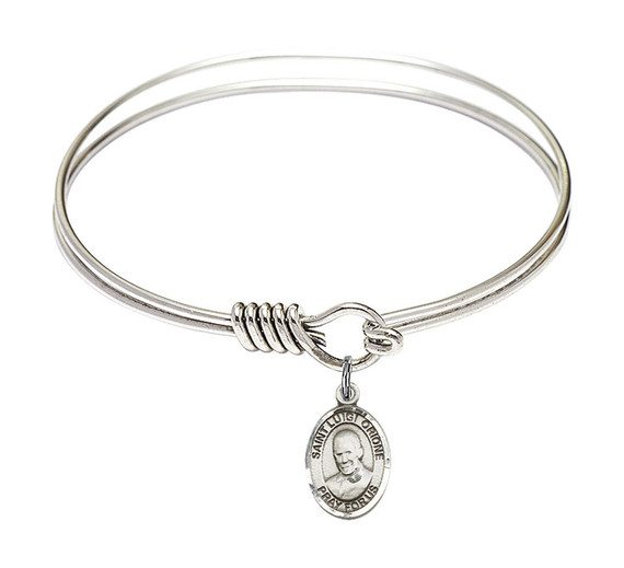 St Luigi Orione Round Eye Hook Bangle Bracelet - Sterling Silver Charm - 6.25 Inch 9326SS