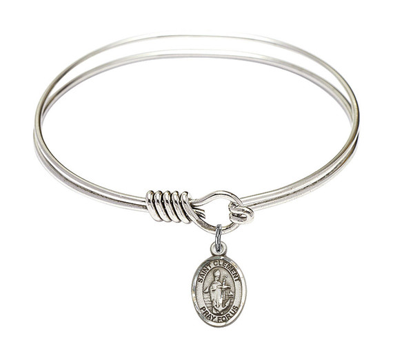 St Clement Round Eye Hook Bangle Bracelet - Sterling Silver Charm - 6.25 Inch 9340SS