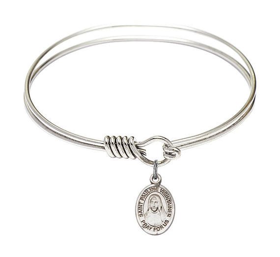 St Pauline Visintainer Round Eye Hook Bangle Bracelet - Sterling Silver Charm - 6.25 Inch 9391SS