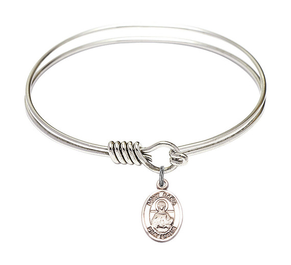 St Daria Round Eye Hook Bangle Bracelet - Sterling Silver Charm - 6.25 Inch 9396SS