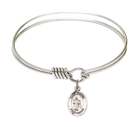 St Maron Round Eye Hook Bangle Bracelet - Sterling Silver Charm - 6.25 Inch 9417SS