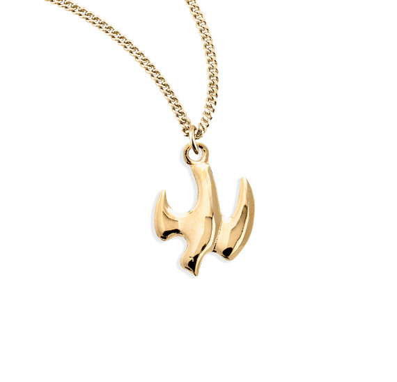 Gold Polished Dove Necklace - 16KT Gold Over Sterling Silver Pendant on 18" Gold Plated Chain