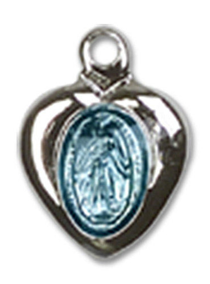 Blue Heart Shaped Miraculous Pendant Charm - Sterling Silver 0217BSS