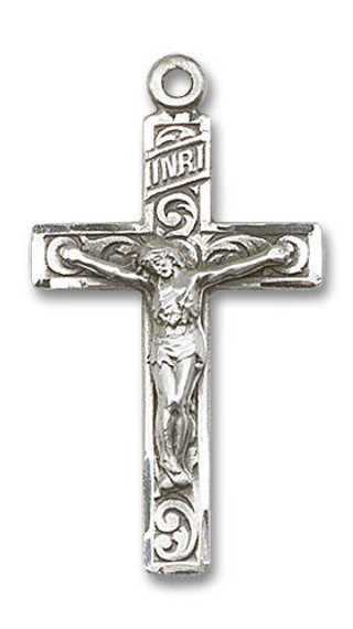 Large Embellished Crucifix Pendant - Sterling Silver 1 1/4 x 3/4 0652SS