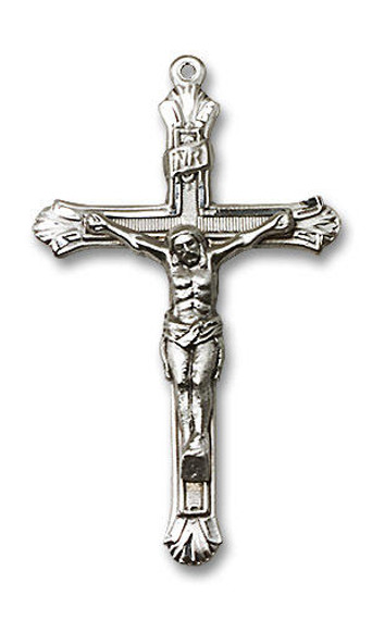 Extra Large Embellished Crucifix Pendant - Sterling Silver 1 7/8 x 1 0657SS