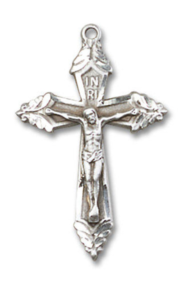 Extra Large Embellished Crucifix Pendant - Sterling Silver 1 5/8 x 1 0665SS