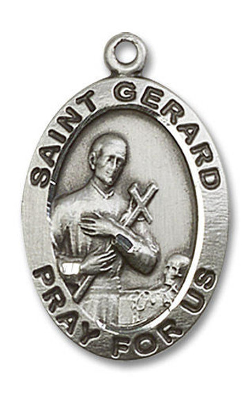 St Gerard Medal - Sterling Silver Oval Pendant 2 Sizes