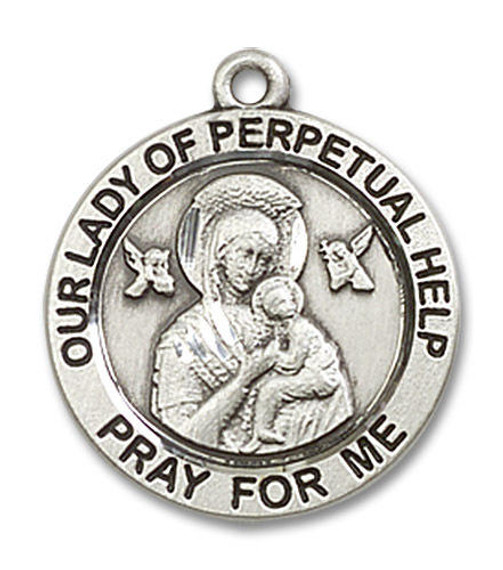 Our Lady of Perpetual Help Medal - Sterling Silver 3/4 x 3/4 Round Pendant 4062SS