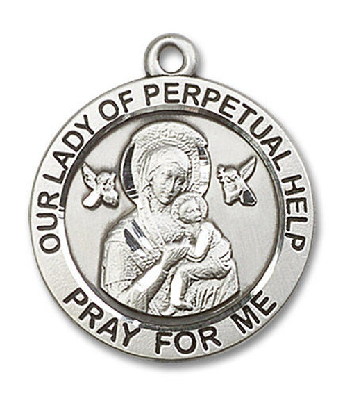 Our Lady of Perpetual Help Medal - Sterling Silver 7/8 x 7/8 Round Pendant 4077SS