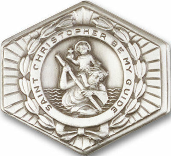 St Christopher Visor Clip - Silver Finish 1022V