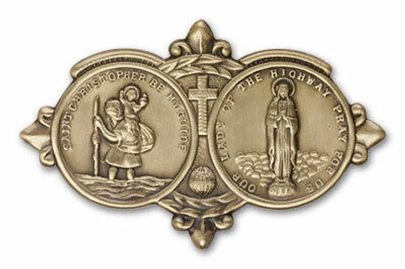 St Christopher and Our Lady of the Highway Visor Clip - Gold Finish 1024VG