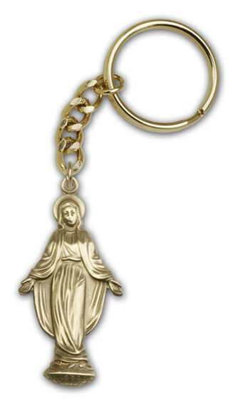 Miraculous Medal Keychain - Gold Finish 5847SRCG