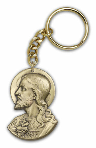 Sacred Heart of Jesus Keychain - Gold Finish