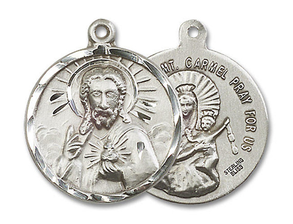 Scapular Medal - Sterling Silver 3/4 x 3/4 Round Pendant 0017SSS