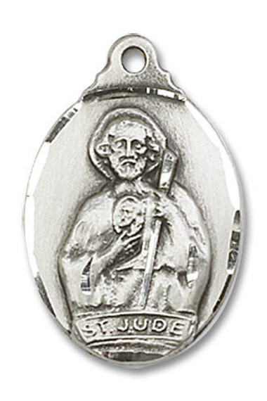 St Jude Medal - Sterling Silver 7/8 x 1/2 Oval Pendant 0599JSS