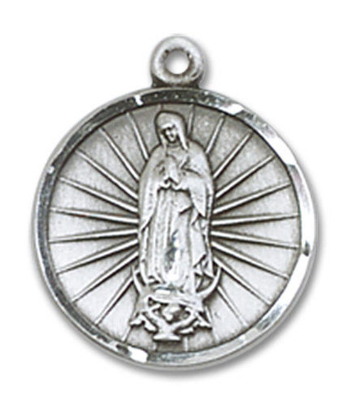 Our Lady of Guadalupe Medal - Sterling Silver 5/8 x 1/2 Round Pendant 0601FSS