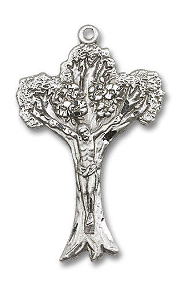 Tree of Life Crucifix Pendant - Sterling Silver 2 Sizes