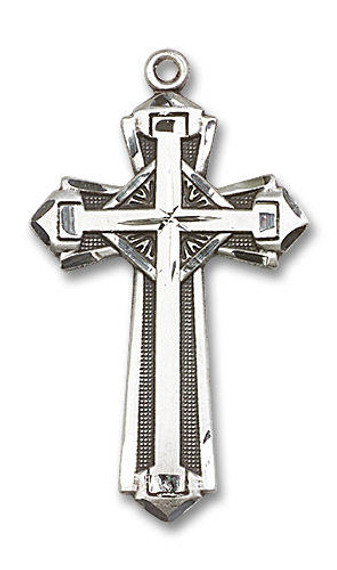 Extra Large Embellished Cross Pendant - Sterling Silver 1 5/8 x 7/8 0650YSS