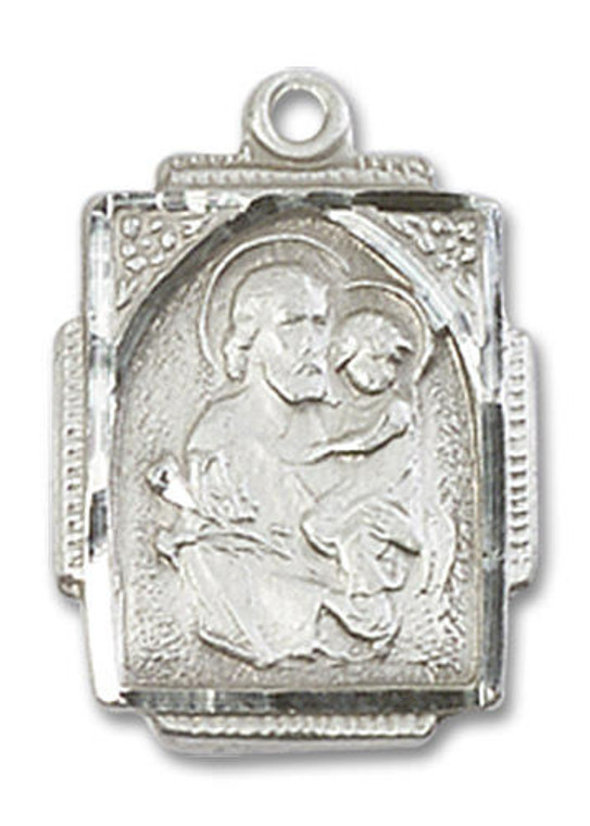 St Joseph Medal - Sterling Silver 3/4 x 1/2 Rectangular Pendant 0804KSS