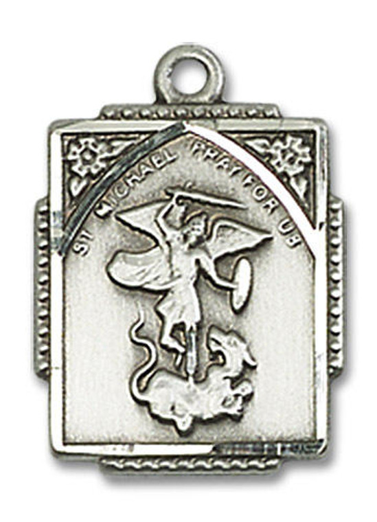 St Michael Medal - Sterling Silver 3/4 x 1/2 Rectangular Pendant 0804RSS