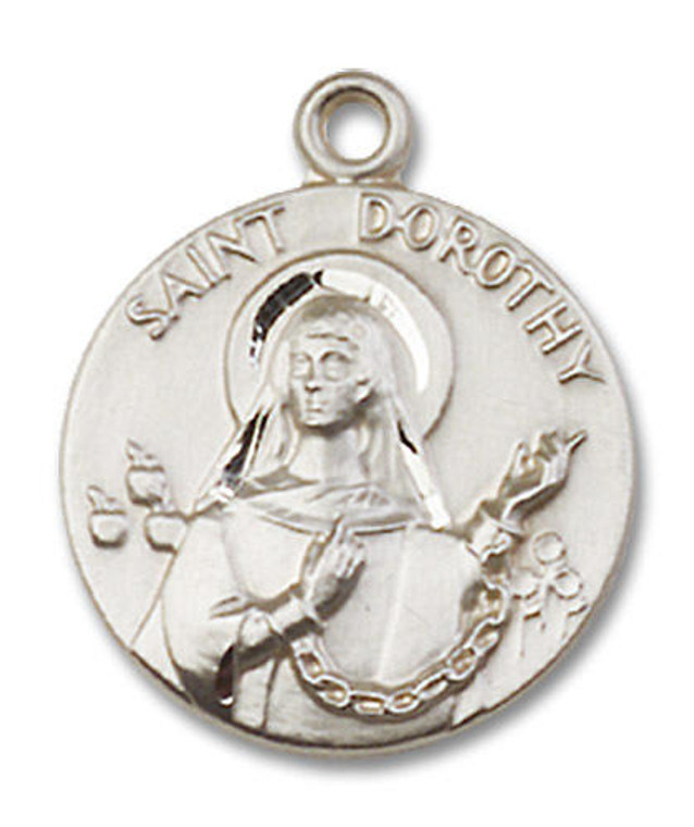 St Dorothy Medal - Sterling Silver 3/4 x 5/8 Round Pendant 0827SS