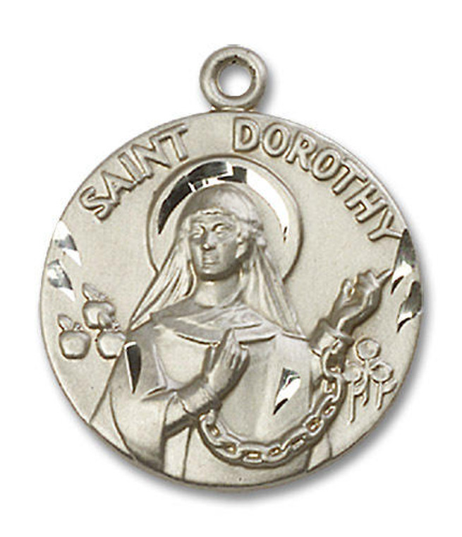Large St Dorothy Medal - Sterling Silver 1 x 7/8 Round Pendant 0838SS