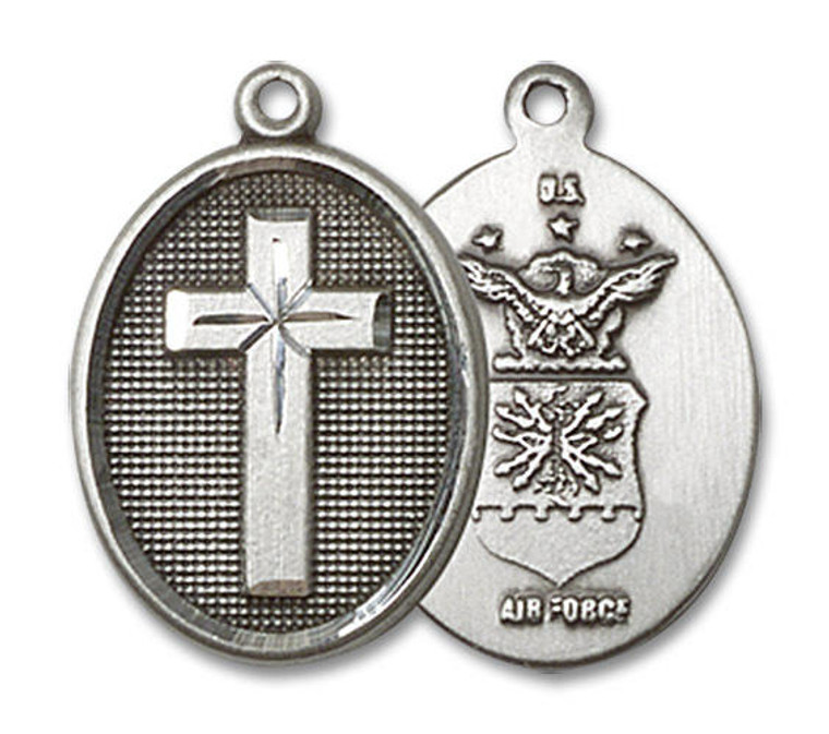 Air Force Cross Medal - Sterling Silver 3/4 x 1/2 Oval Pendant 0883SS1