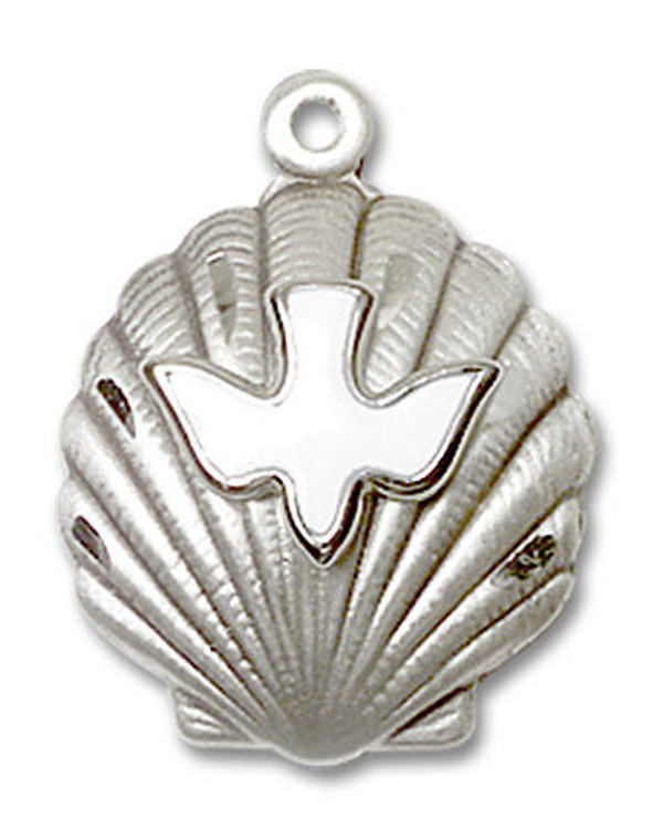 Holy Spirit on a Shell Pendant - Sterling Silver 3/4 x 5/8 1259SS