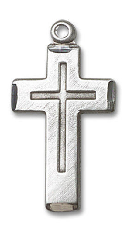 Cross on Cross Pendant - Sterling Silver 7/8 x 1/2 1529SS