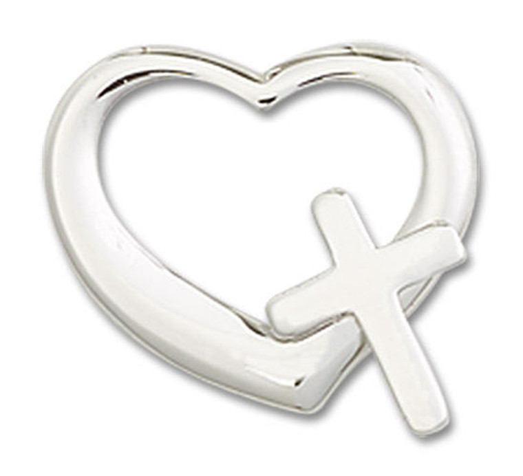 Cut Out Heart and Cross Pendant - Sterling Silver 4207SS