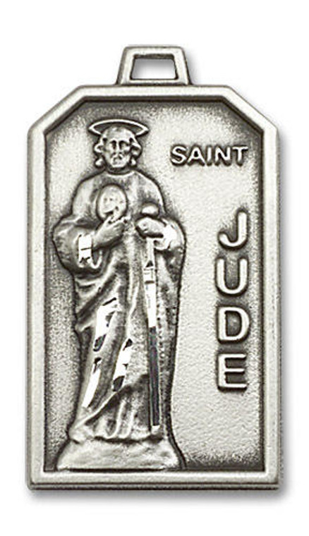 Large St Jude Medal - Sterling Silver 1 1/8 x 5/8 Rectangular Pendant 5725SS
