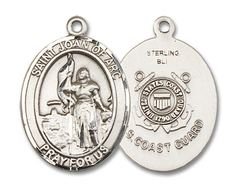 St Joan of Arc Coast Guard Medal - Sterling Silver Oval Pendant 3 Sizes