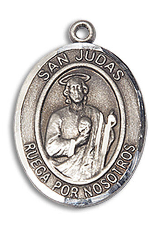 San Judas Medal - Sterling Silver Oval Pendant 2 Sizes