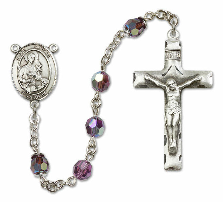 St Gerard Majella Sterling Silver Rosary - 16 Color Options 8042/0644
