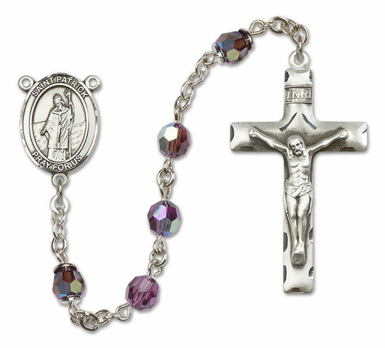 St Patrick Sterling Silver Rosary - 16 Color Options 8084/0644