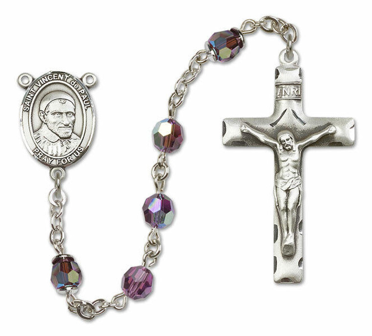 St Vincent De Paul Sterling Silver Rosary - 16 Color Options 8134/0644