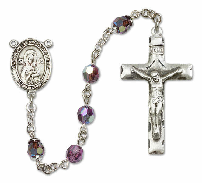 Our Lady of Perpetual Help Sterling Silver Rosary - 16 Color Options 8222/0644