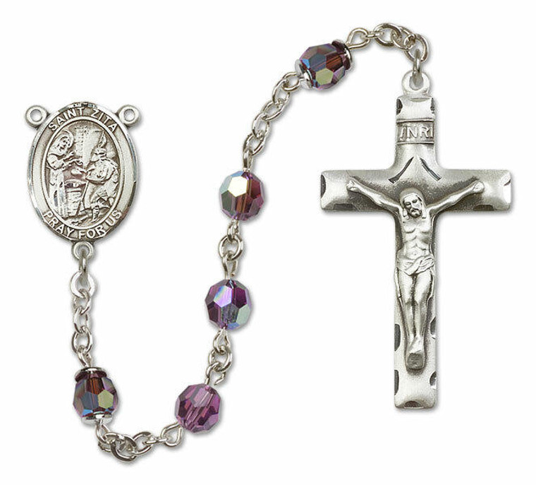 St Zita Sterling Silver Rosary - 16 Color Options 8244/0644