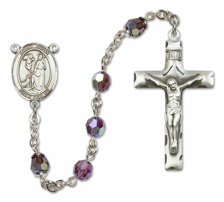 St Roch Sterling Silver Rosary - 16 Color Options 8310/0644