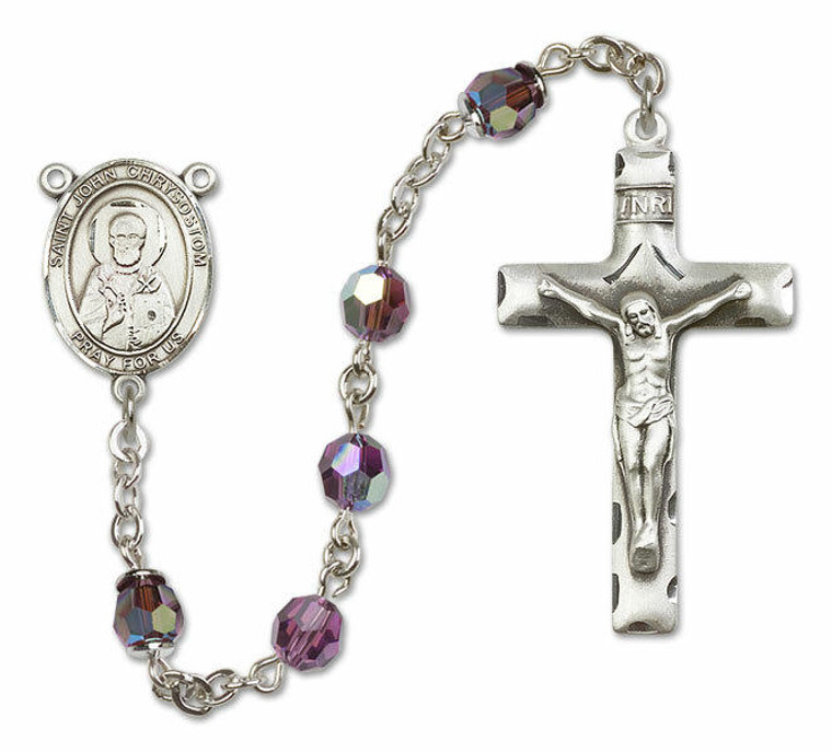 St John Chrysostom Sterling Silver Rosary - 16 Color Options 8357/0644