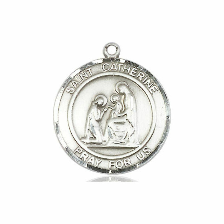 St Catherine of Siena Medal - Sterling Silver Round Pendant 2 Sizes