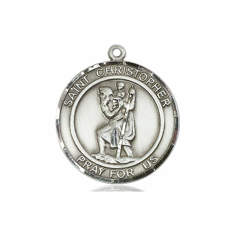 St Christopher Medal - Sterling Silver Round Pendant 2 Sizes