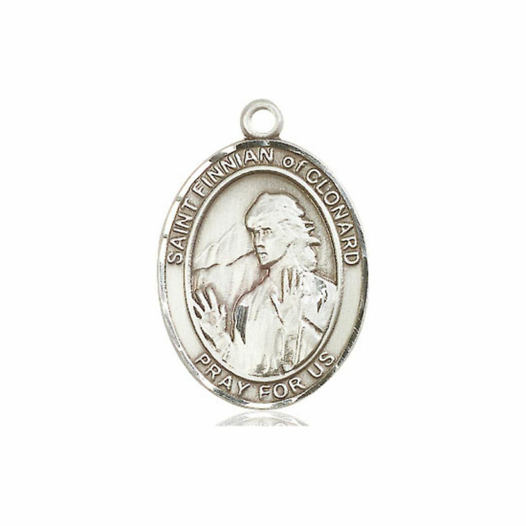 St Finnian of Clonard Medal - Sterling Silver Oval Pendant 3 Sizes