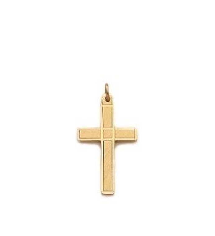 Diamond Cut Cross Necklace - Gold-Filled Pendant on 18 Gold-Plated Chain SX7621GH